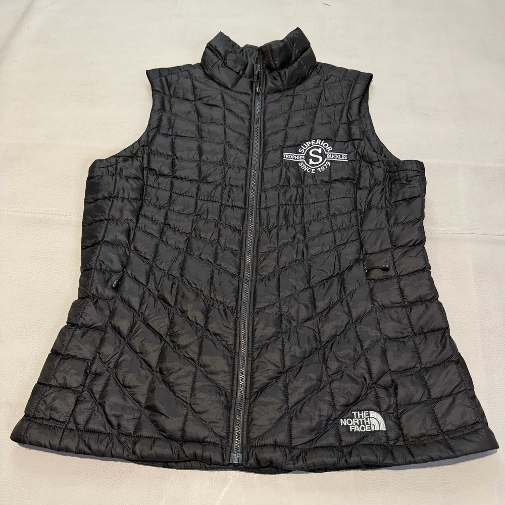 North Face ThermoBall Women Black Quilt Bubble Puffer Vest Equestrian-M-6162